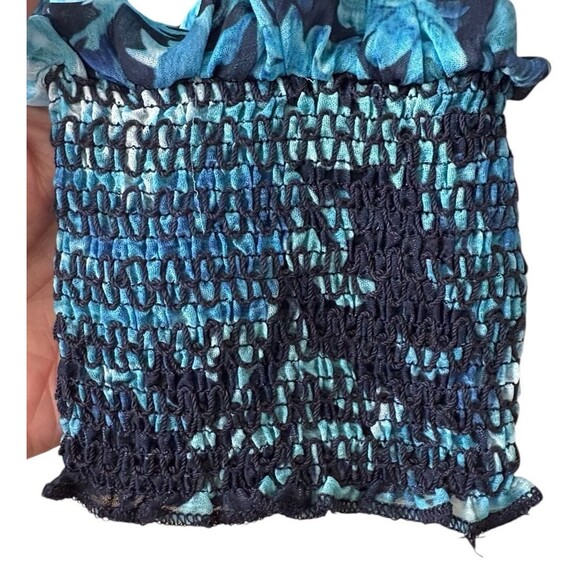 L'Atiste by Amy Layered Ruffle Tiered Dress Blue Floral Women's 1X Sheer Sleeves - Picture 14 of 16